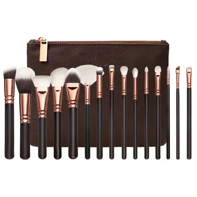 15-Piece Pink Rose Gold Makeup Brush Set Ferdigstelt